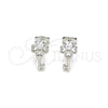Sterling Silver Stud Earring, key Design, with White Cubic Zirconia, Polished, Rhodium Finish, 02.285.0072.1