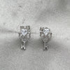 Sterling Silver Stud Earring, key Design, with White Cubic Zirconia, Polished, Rhodium Finish, 02.285.0072.1