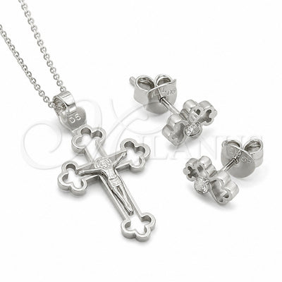 Sterling Silver Stud Earring, key Design, with White Cubic Zirconia, Polished, Rhodium Finish, 02.285.0072.1 for wholesale, main product view