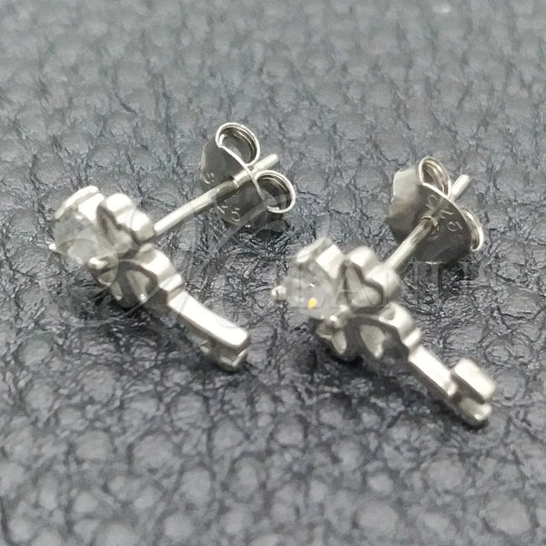 Sterling Silver Ring — Stud Earring key Design with White Cubic Zirconia — main product view — SKU 146689 | Plata 925 anillo — Stud Earring key diseño with blanco Cubic Zirconia — SKU 146689