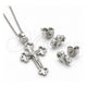Sterling Silver Stud Earring, key Design, with White Cubic Zirconia, Polished, Rhodium Finish, 02.285.0072.1