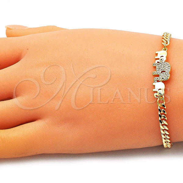 Gold Filled Bracelet — Fancy Bracelet Elephant Design with White and Black — alternate product view — SKU 146691 | Oro Laminado brazalete — elegante Bracelet Elephant diseño with blanco and negro — SKU 146691