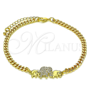 Gold Filled Bracelet — Fancy Bracelet Elephant Design with White and Black — main product view — SKU 146691 | Oro Laminado brazalete — elegante Bracelet Elephant diseño with blanco and negro — SKU 146691