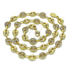 Oro Laminado Fancy Necklace, Gold Filled Style Puff Mariner Design, with White Micro Pave, Polished, Golden Finish, 04.63.1407.20 (08 MM Thickness, 20 Inches Length)