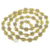 Oro Laminado Fancy Necklace, Gold Filled Style Puff Mariner Design, with White Micro Pave, Polished, Golden Finish, 04.63.1407.28 (08 MM Thickness, 28 Inches Length)