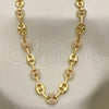 Oro Laminado Fancy Necklace, Gold Filled Style Puff Mariner Design, with White Micro Pave, Polished, Golden Finish, 04.63.1407.28 (08 MM Thickness, 28 Inches Length)
