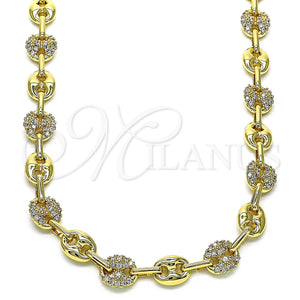 Gold Filled Necklace — Fancy Necklace Puff Mariner Design with White Micro — main product view — SKU 146693 | Oro Laminado collar — elegante Necklace Puff Mariner diseño with blanco Micro — SKU 146693