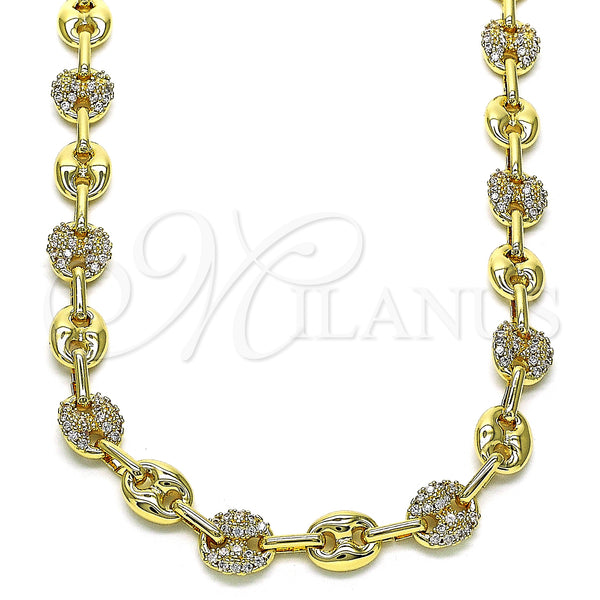 Gold Filled Necklace — Fancy Necklace Puff Mariner Design with White Micro — main product view — SKU 146693 | Oro Laminado collar — elegante Necklace Puff Mariner diseño with blanco Micro — SKU 146693