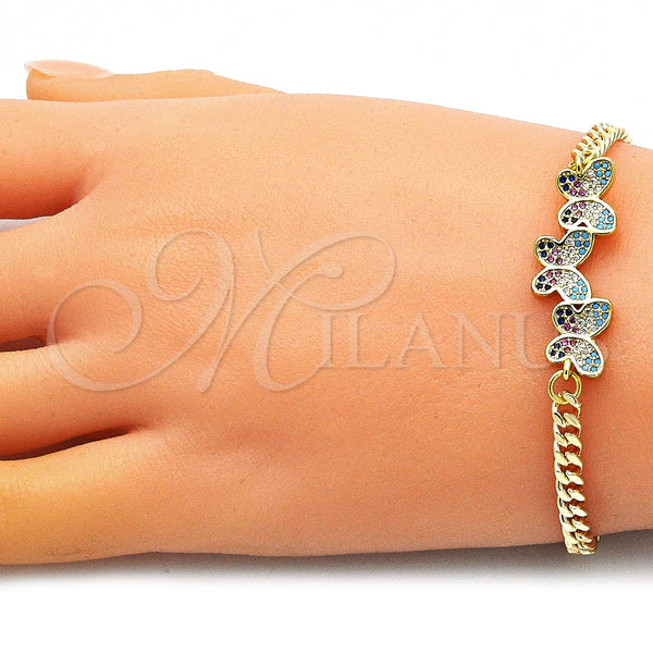 Gold Filled Bracelet — Fancy Bracelet Butterfly Design with Multicolor Micro Pave — alternate product view — SKU 146701 | Oro Laminado brazalete — elegante Bracelet Butterfly diseño with Multicolor Micro Pave — SKU 146701