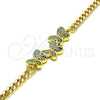 Oro Laminado Fancy Bracelet, Gold Filled Style Butterfly Design, with Multicolor Micro Pave, Polished, Golden Finish, 03.368.0068.08 (04 MM Thickness, 8 Inches Length)