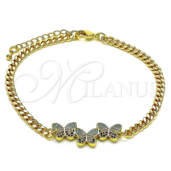 Gold Filled Bracelet — Fancy Bracelet Butterfly Design with Multicolor Micro Pave — main product view — SKU 146701 | Oro Laminado brazalete — elegante Bracelet Butterfly diseño with Multicolor Micro Pave — SKU 146701