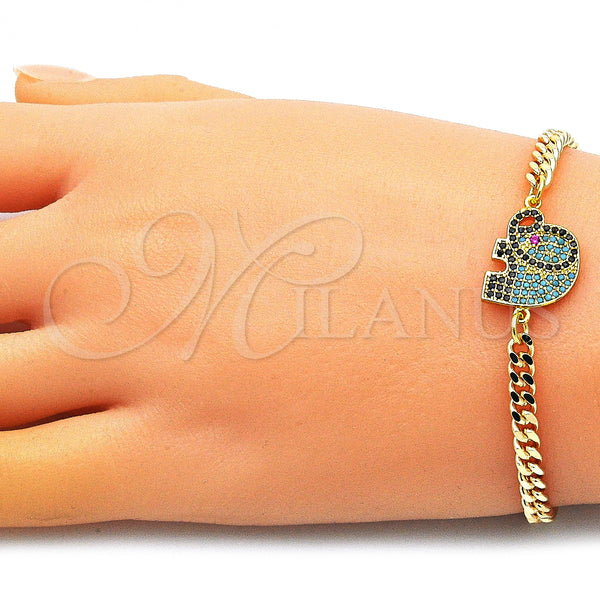 Gold Filled Bracelet — Fancy Bracelet Elephant Design with Multicolor Micro Pave — alternate product view — SKU 146705 | Oro Laminado brazalete — elegante Bracelet Elephant diseño with Multicolor Micro Pave — SKU 146705