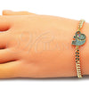 Oro Laminado Fancy Bracelet, Gold Filled Style Elephant Design, with Multicolor Micro Pave, Polished, Golden Finish, 03.368.0072.08 (04 MM Thickness, 8 Inches Length)