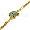 Oro Laminado Fancy Bracelet, Gold Filled Style Elephant Design, with Multicolor Micro Pave, Polished, Golden Finish, 03.368.0072.08 (04 MM Thickness, 8 Inches Length)