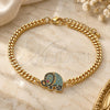 Oro Laminado Fancy Bracelet, Gold Filled Style Elephant Design, with Multicolor Micro Pave, Polished, Golden Finish, 03.368.0072.08 (04 MM Thickness, 8 Inches Length)