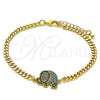 Oro Laminado Fancy Bracelet, Gold Filled Style Elephant Design, with Multicolor Micro Pave, Polished, Golden for wholesale, main product view