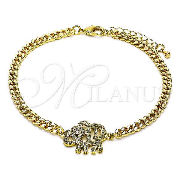 Gold Filled Bracelet — Fancy Bracelet Elephant Design with White and Garnet — main product view — SKU 146706 | Oro Laminado brazalete — elegante Bracelet Elephant diseño with blanco and Garnet — SKU 146706