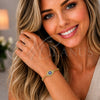 Oro Laminado Fancy Bracelet, Gold Filled Style Evil Eye Design, with White Micro Pave, Blue Enamel Finish, Golden Finish, 03.368.0075.08 (04 MM Thickness, 8 Inches Length)