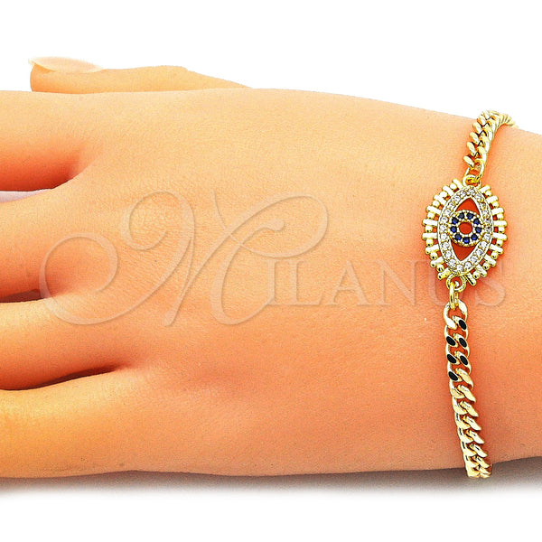 Gold Filled Bracelet — Fancy Bracelet Evil Eye Design with Sapphire Blue — alternate product view — SKU 146712 | Oro Laminado brazalete — elegante Bracelet Evil Eye diseño with Sapphire Blue — SKU 146712