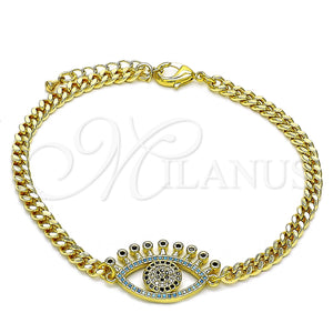 Gold Filled Bracelet — Fancy Bracelet Evil Eye Design with Multicolor Micro — main product view — SKU 146714 | Oro Laminado brazalete — elegante Bracelet Evil Eye diseño with Multicolor Micro — SKU 146714