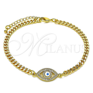 Gold Filled Bracelet — Fancy Bracelet Evil Eye Design with White Micro — main product view — SKU 146719 | Oro Laminado brazalete — elegante Bracelet Evil Eye diseño with blanco Micro — SKU 146719