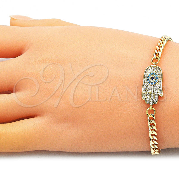 Gold Filled Bracelet — Fancy Bracelet Hand and Evil Eye Design with — alternate product view — SKU 146721 | Oro Laminado brazalete — elegante Bracelet Hand and Evil Eye diseño with — SKU 146721