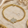 Oro Laminado Fancy Bracelet, Gold Filled Style Hand of God and Judaica Design, with White Micro Pave, Polished, Golden Finish, 03.368.0089.08 (04 MM Thickness, 8 Inches Length)