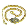 Oro Laminado Fancy Bracelet, Gold Filled Style Hand of God Design, with Multicolor Micro Pave and White Cubic Zirconia, Polished, Golden Finish, 03.368.0092.08 (04 MM Thickness, 8 Inches Length)