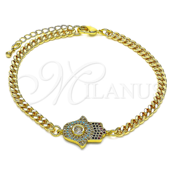 Gold Filled Bracelet — Fancy Bracelet Hand of God and Judaica Design — main product view — SKU 146728 | Oro Laminado brazalete — elegante Bracelet Hand of God and Judaica diseño — SKU 146728