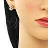 Oro Laminado Stud Earring, Gold Filled Style Angel Design, with White Micro Pave, Polished, Golden Finish, 02.156.0635