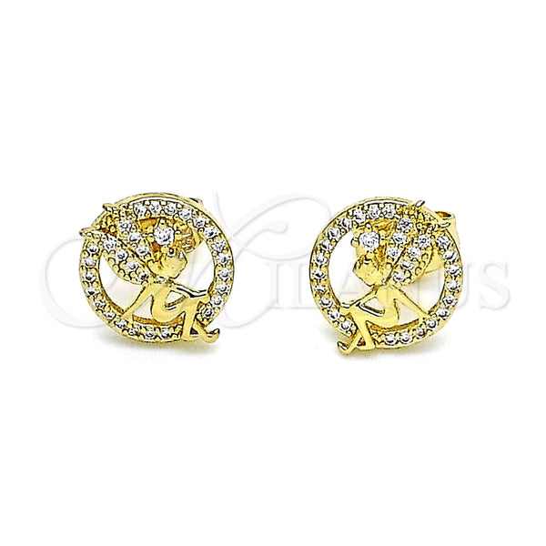 Gold Filled Ring — Stud Earring Angel Design with White Micro Pave — alternate product view — SKU 146730 | Oro Laminado anillo — Stud Earring Angel diseño with blanco Micro Pave — SKU 146730