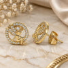Oro Laminado Stud Earring, Gold Filled Style Angel Design, with White Micro Pave, Polished, Golden Finish, 02.156.0635