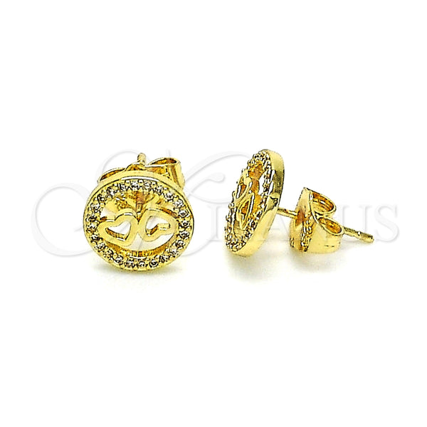 Gold Filled Ring — Stud Earring Heart Design with White Micro Pave — alternate product view — SKU 146735 | Oro Laminado anillo — Stud Earring corazón diseño with blanco Micro Pave — SKU 146735
