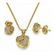 Oro Laminado Earring and Pendant Adult Set, Gold Filled Style Love Knot Design, with White Micro Pave, Polished, Golden Finish, 10.156.0432