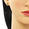 Oro Laminado Stud Earring, Gold Filled Style Dolphin Design, with White Micro Pave, Polished, Golden Finish, 02.156.0641