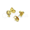 Oro Laminado Stud Earring, Gold Filled Style Dolphin Design, with White Micro Pave, Polished, Golden Finish, 02.156.0641