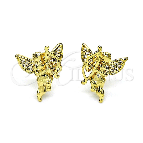 Gold Filled Ring — Stud Earring Angel Design with White Micro Pave — alternate product view — SKU 146745 | Oro Laminado anillo — Stud Earring Angel diseño with blanco Micro Pave — SKU 146745