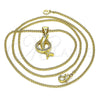 Oro Laminado Pendant Necklace, Gold Filled Style Dolphin Design, with White Micro Pave, Polished, Golden Finish, 04.156.0463.20 (02 MM Thickness, 20 Inches Length)
