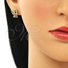 Oro Laminado Stud Earring, Gold Filled Style Angel Design, with White Micro Pave, Polished, Golden Finish, 02.156.0643