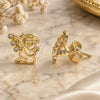 Oro Laminado Stud Earring, Gold Filled Style Angel Design, with White Micro Pave, Polished, Golden Finish, 02.156.0643