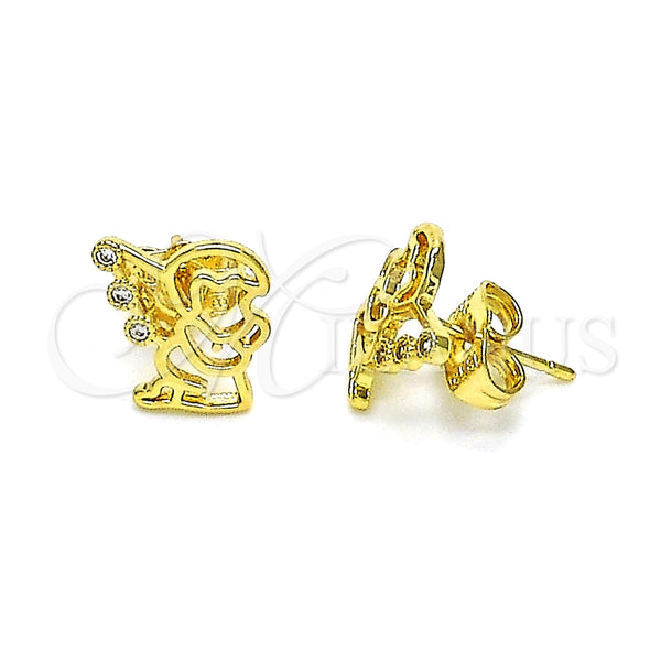 Gold Filled Ring — Stud Earring Angel Design with White Micro Pave — alternate product view — SKU 146750 | Oro Laminado anillo — Stud Earring Angel diseño with blanco Micro Pave — SKU 146750