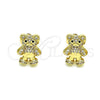 Gold Filled Ring — Stud Earring Teddy Bear Design with White Micro — alternate product view — SKU 146756 | Oro Laminado anillo — Stud Earring Teddy Bear diseño with blanco Micro — SKU 146756