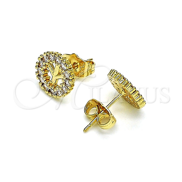 Gold Filled Ring — Stud Earring with White Micro Pave Polished 02. — alternate product view — SKU 146759 | Oro Laminado anillo — Stud Earring with blanco Micro Pave pulido 02. — SKU 146759