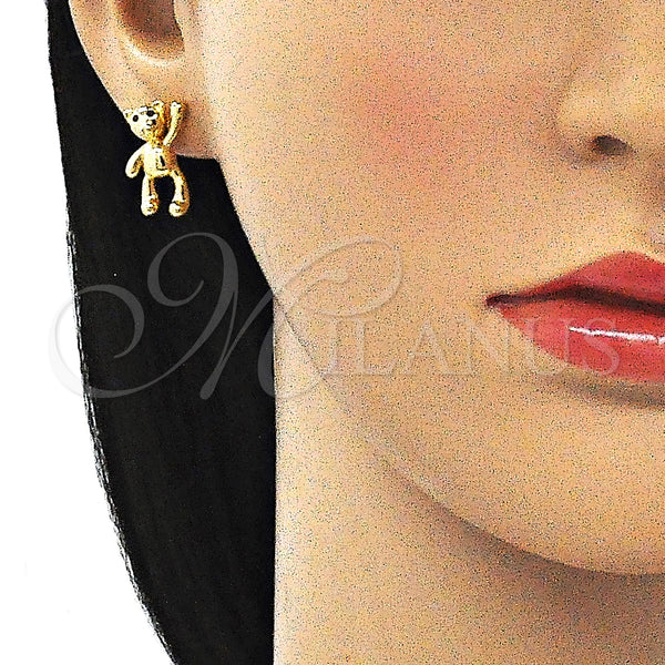 Gold Filled Ring — Stud Earring Teddy Bear Design with Black Micro — alternate product view — SKU 146762 | Oro Laminado anillo — Stud Earring Teddy Bear diseño with negro Micro — SKU 146762
