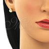 Oro Laminado Earring and Pendant Adult Set, Gold Filled Style Ladybug Design, with White Micro Pave, Polished, Golden Finish, 10.156.0445