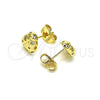 Oro Laminado Stud Earring, Gold Filled Style Ladybug Design, with White Micro Pave, Polished, Golden Finish, 02.156.0649