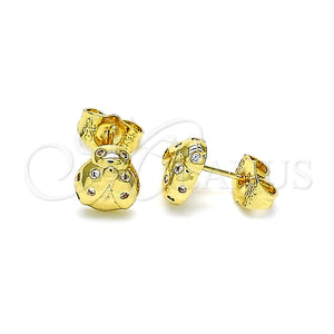 Gold Filled Ring — Stud Earring Ladybug Design with White Micro Pave — main product view — SKU 146765 | Oro Laminado anillo — Stud Earring Ladybug diseño with blanco Micro Pave — SKU 146765