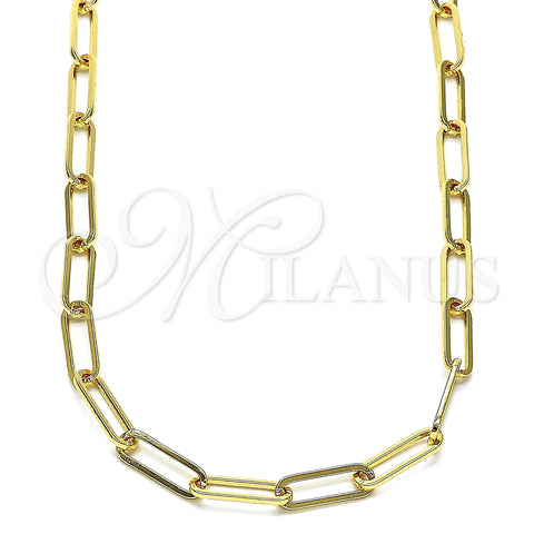 Oro Laminado Basic Necklace, Gold Filled Style Paperclip Design, Polished, Golden Finish, 04.63.1394.16 (Thickness, 16 Inches Length)