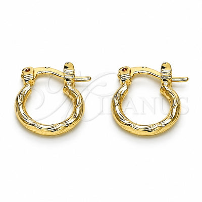 Oro Laminado Small Hoop, Gold Filled Style Diamond Cutting Finish, Golden Finish, 02.96.0080.12