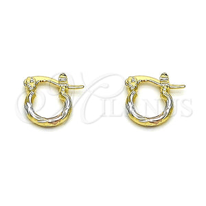 Gold Filled Hoop Earrings — Small Hoop Diamond Cutting Tricolor 02.96. — main product view — SKU 146776 | Oro Laminado aretes de aro — Small Hoop Diamond Cutting Tricolor 02.96. — SKU 146776
